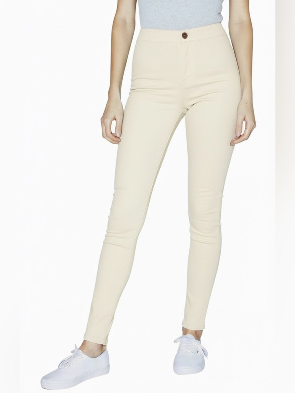 American Apparel Cream High-Waist Easy Jeans